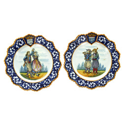 HENRIOT Quimper - Paire d'assiettes à bo