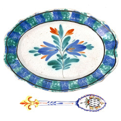 Plat "cul noir" XIXème à décor floral, L