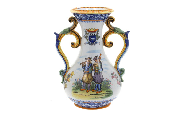 HR QUIMPER - Vase à deux anses en faïenc