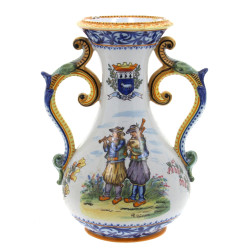 HR QUIMPER - Vase à deux anses en faïenc