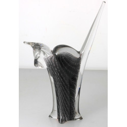 CHAT - Sujet en verre doublé incolore et