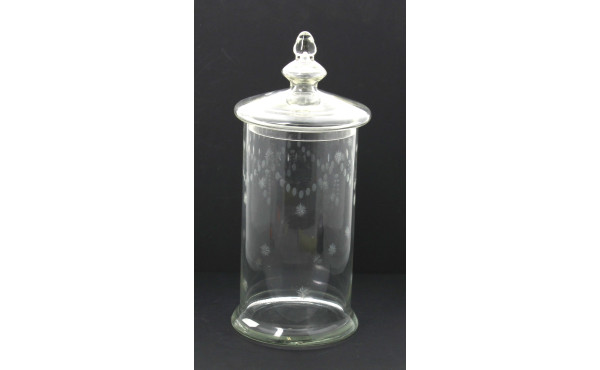 Grand bocal ancien en verre gravé, H 31,