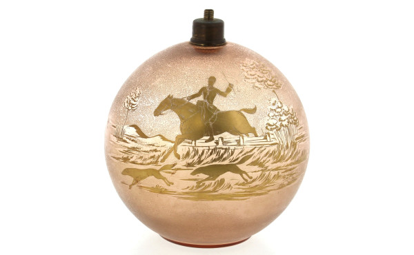 Pied de lampe boule années 50 en verre à