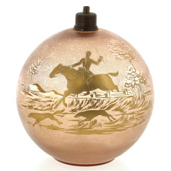 Pied de lampe boule années 50 en verre à