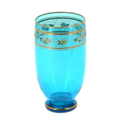 Vase début Xxème en cristal bleu émaillé