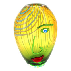 Vase en verre coloré et d'appliques à ch