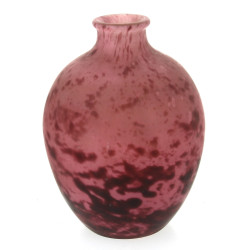 Grand vase en verre moucheté rose et vio