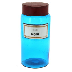 Pot à pharmacie XIXème en verre bleu "Th