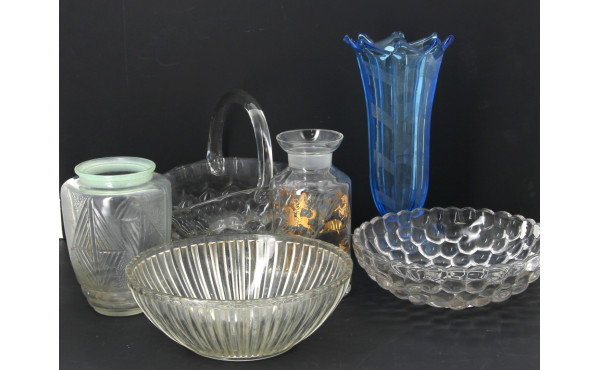 Coupe à fruits vintage en verre moulé en