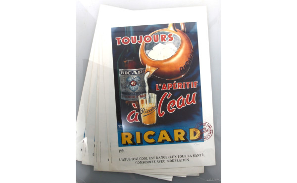 Lot de 5 affiches RICARD, rééditions, bo