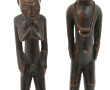 Deux fétiches africains en bois. H 28 cm