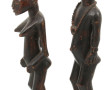 Deux fétiches africains en bois. H 28 cm