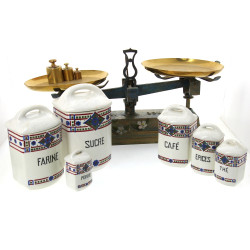 Série de 6 pots à épices anciens en faïe