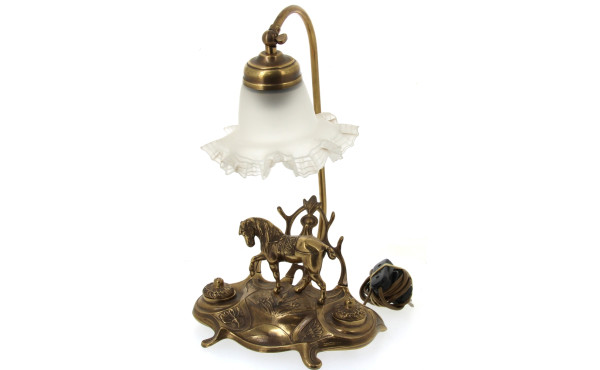 Lampe en laiton, base en forme d'encrier
