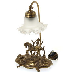 Lampe en laiton, base en forme d'encrier
