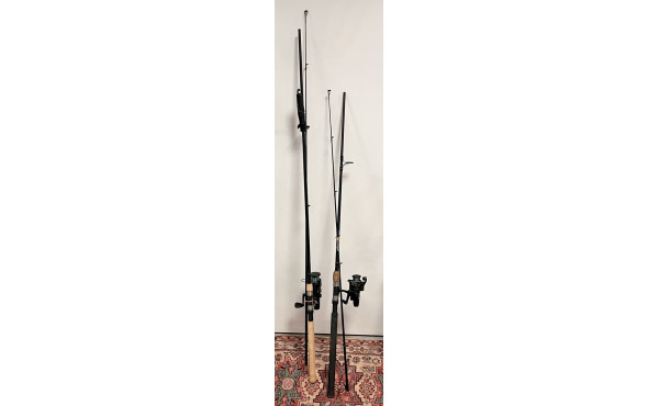 PECHE - Deux cannes à pêche avec leurs m