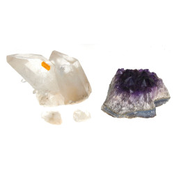Petit lot de minéraux dont bloc d'améthy