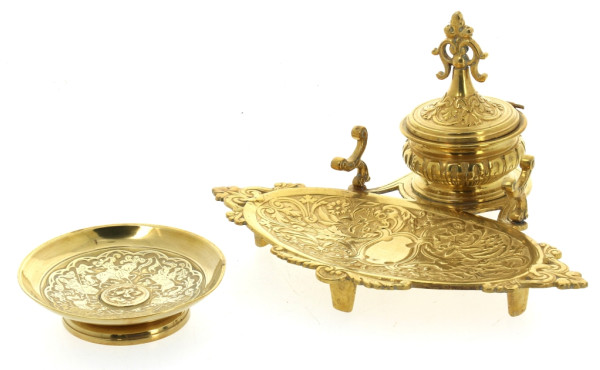 Encrier et coupelle en laiton