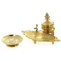 Encrier et coupelle en laiton