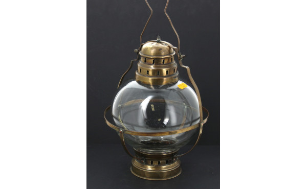 Lanterne ancienne en verre et laiton, s