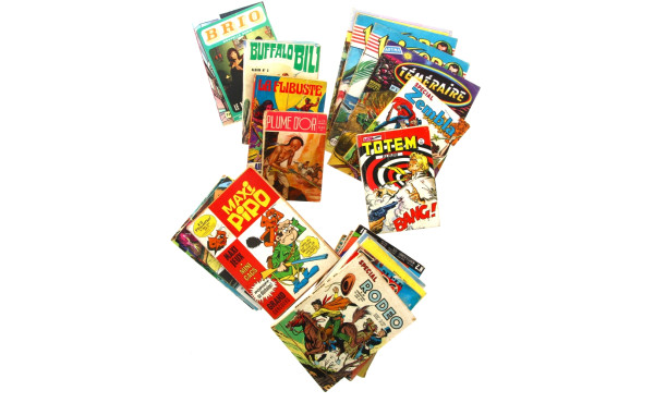 Une caisse de 33 BD souples années 60/70