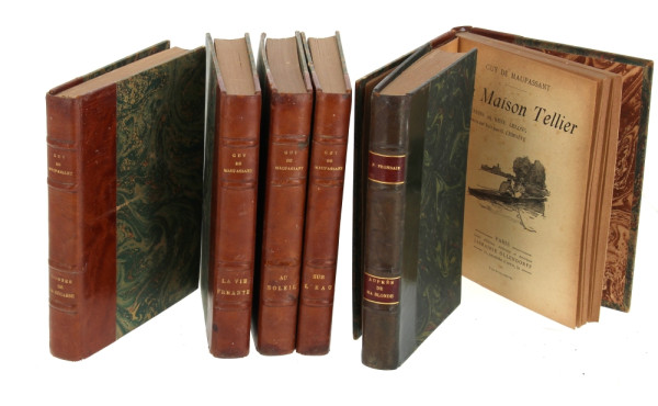 Lot de 6 livres reliés dos cuir