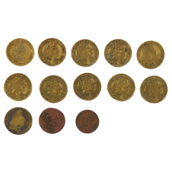 LOUIS XIV - 11 jetons laiton d'époque Lo