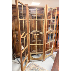 Important paravent à 3 feuilles en bois 