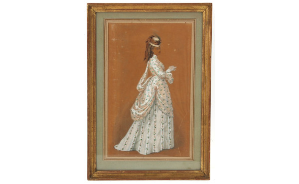 Ecole XIXème "Portrait de femme en pied"