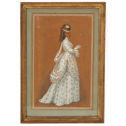 Ecole XIXème "Portrait de femme en pied"