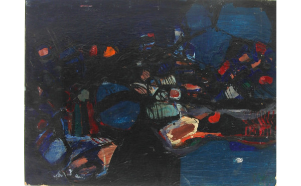 Ecole Contemporaine "Composition", huile