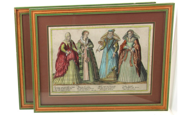Etudes de costumes - Paire de gravures a
