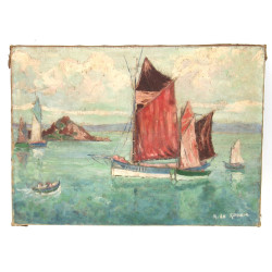 R. LE ROUZIC (Xxème) "Marine aux voiles 