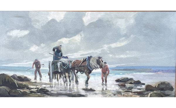 MADEC (Xxème) "Goémoniers sur la plage",