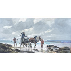 MADEC (Xxème) "Goémoniers sur la plage",