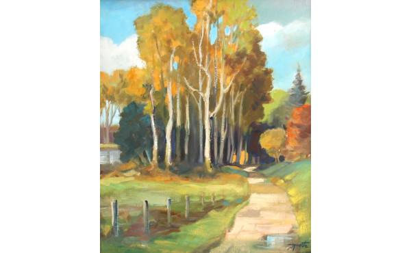 J.PORTE (Xxème) "Paysage de campagne aut