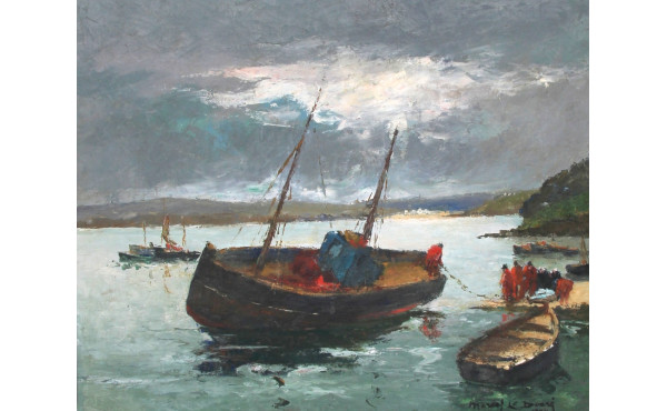 Marcel LE DOARE (Xxème) "Pêcheurs au tra