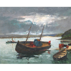 Marcel LE DOARE (Xxème) "Pêcheurs au tra