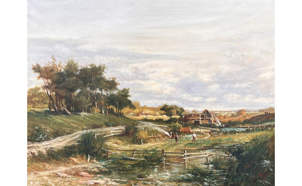 Roberto SCALVINI (1950) "Paysage de camp