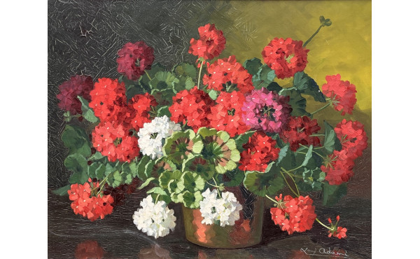 Louis ADAMI (1934) "Bouquet de géraniums