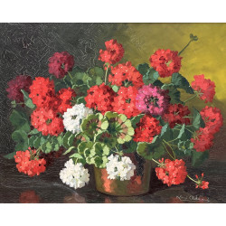 Louis ADAMI (1934) "Bouquet de géraniums