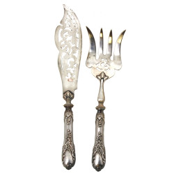 Couvert à poisson, manches argent fourré