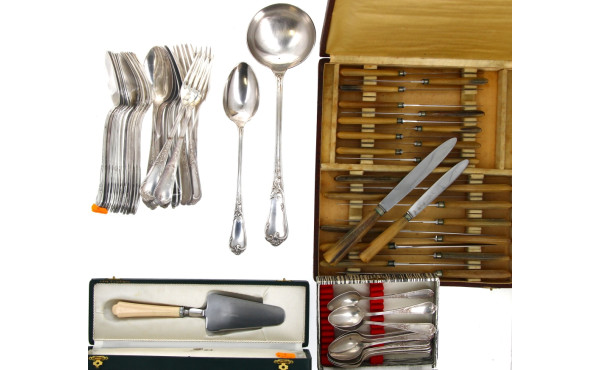 ERCUIS - 6 couverts en métal argenté déc