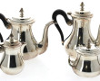 Service thé café en métal argenté, anses