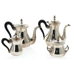 Service thé café en métal argenté, anses