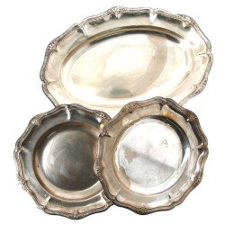 Lot de 3 plats en métal argenté : deux p