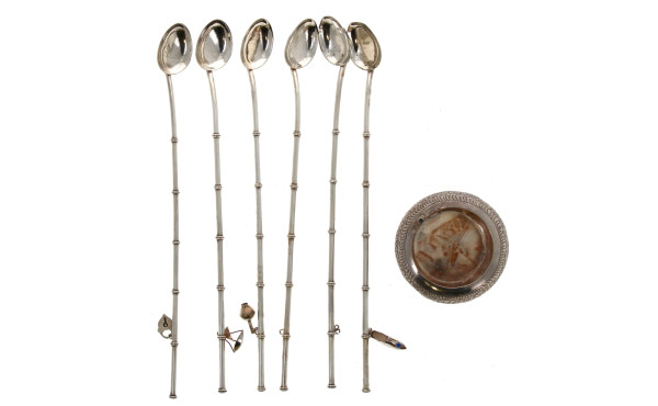 PAKISTAN - 6 cuillères pailles en argent