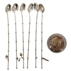 PAKISTAN - 6 cuillères pailles en argent