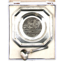 Assiette et cuillère à bouillie en métal