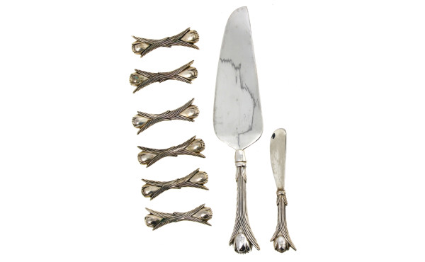 Pelle à tarte, couteau à beurre et 6 rep